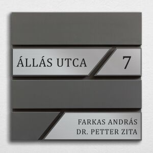 Modern postaláda gravírozott névtáblával, antracit, ezüst színnel, 2 soros
