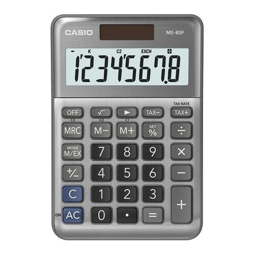 Настолен калкулатор Casio MS-80F, 8 цифри, сив