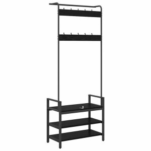 Cuier cu rafturi Musta tammi 75 x 34 x 184 cm Material lemnos 142010896 - Seturi mobilier de hol