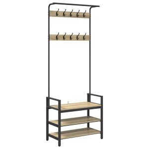 Cuier cu rafturi stejar sonoma 75 x 34 x 184 cm Material lemnos 142012418 - Seturi mobilier de hol