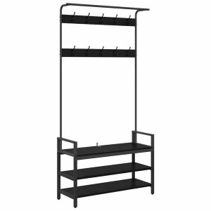 Kabáthorog cu rafturi Egyéb Musta tammi 95 x 34 x 184 cm Faanyag 142044080 - Seturi mobilier de hol