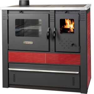 Strend Pro PANONIA fatüzelésű sparhelt, piros, sütővel, 10,54 kW, 51 × 90 × 85 cm, bal oldali füstcső kimenet, átmérő: 120 mm 142052949 - Kandalló & Kályha