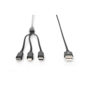 ASSMANN Electronic AK-300160-010-S USB kábel 1 M USB A USB C/Micro-USB B/Lightning Fekete 142057242 - Assmann