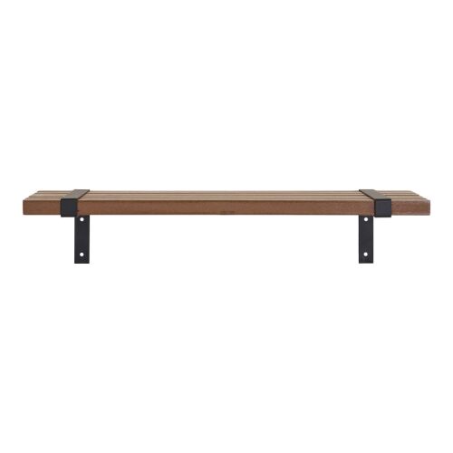 House Nordic Luxor Wandregal, natürliches Eschenfurnier mit schwarzen Metallhalterungen, isoliert auf Weiß.