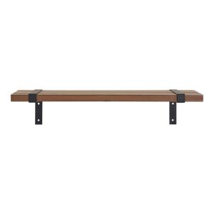 Półka ścienna House Nordic Luxor, naturalny fornir jesionowy z czarnymi metalowymi wspornikami, izolowana na białym tle. - Meble do salonu