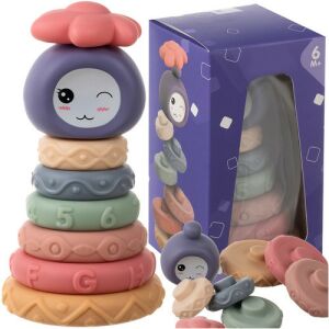 Gyermekeknek való, puha gumiból készült szenzoros építőkocka készlet - 8 db Montessori torony 142061992 - Iso Trade