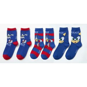 Sonic the Hedgehog Socken Set, 3 Paar blaue und rote Kindersocken mit Sonic Charakter Designs - Sonic