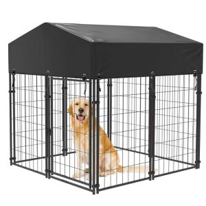 Kültéri fém kutyakennel UV álló szövettetővel 142062288 - Timeless Tools