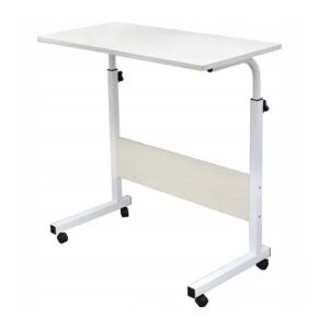 Mobil asztal, állítható, kerekeken, laptophoz, fém váz, fehér színű, 80x40 cm, eCarla, STL03WZ2 142062996 - Ecarla