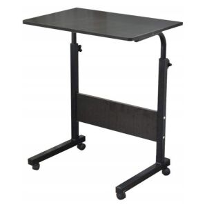 Mobil asztal, állítható, kerekeken, laptophoz, fém váz, fekete színű, 80x40 cm, eCarla, STL03WZ3 142063019 - Ecarla