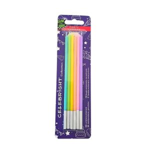 Zestaw 6 świeczek prostych, na tort, fosforyzujących, wielokolorowych, Celebright, 15,5 cm 142063034 - Rekwizyty imprezowe