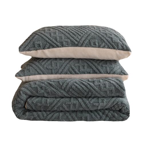 Sunflower Plüss Sötétkék Mintás Ágyneműhuzat Garnitúra - 3 Részes