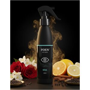 Foen Soul prémiový osviežovač vzduchu do auta s kvetinovými, korenistými a citrusovými tónmi, 185ml. Vonný sprej s ružami, pomarančmi a škoricou. - Osviežovače vzduchu do auta