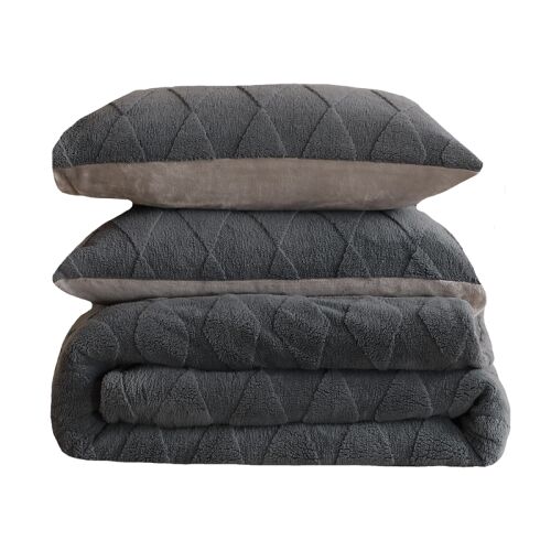 Sunflower Plüss Sötétszürke Ágyneműhuzat Garnitúra - 3 részes - Tartalmaz paplanhuzatot és párnahuzatokat