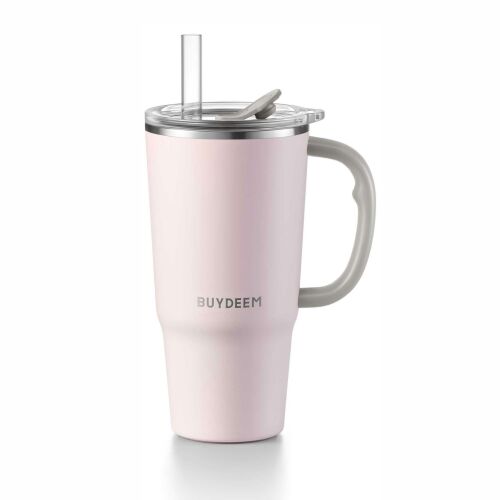 BUYDEEM DS57-P termosz bögre szívószállal, 700 ml Pink 147313182 - Étel és ital hordozó