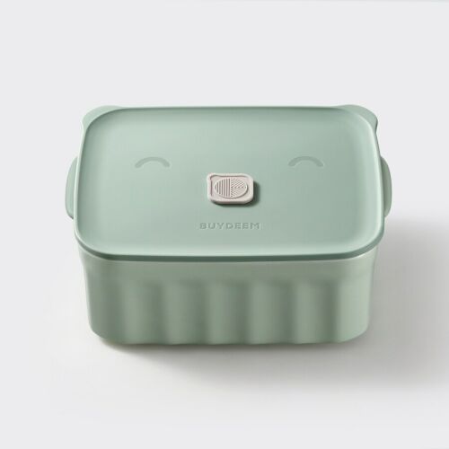 BUYDEEM 810 ml керамична кутия за обяд, зелен контейнер за храна със сладък дизайн на лицето