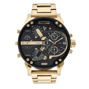 Złoty męski zegarek Diesel MR Daddy 2.0 DZ7333 z chronografem - Zegarek męski