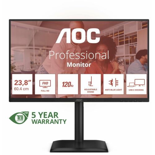 AOC E4 24E4CV számítógép monitor 60,5 cm (23.8") 1920 x 1080 pixelek Full HD LED Fekete (24E4CV)