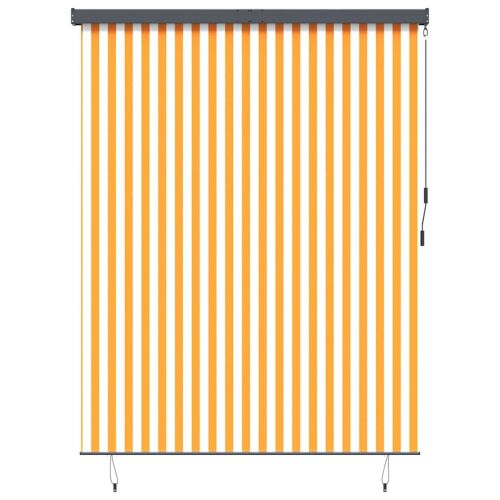 Kültéri rolós árnyékoló narancssárga és fehér csíkos, 220x250 cm - Roló