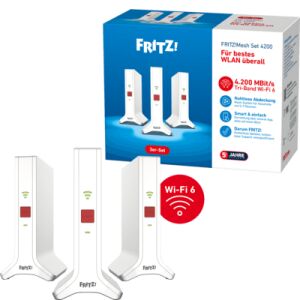 AVM WLAN Reichweitenverstärker FRITZ!Mesh Set 4200 3er-Set 20003107 LAN 10/100/1000 MBit/s Mesh-fähig (20003107) 142109162 - AVM