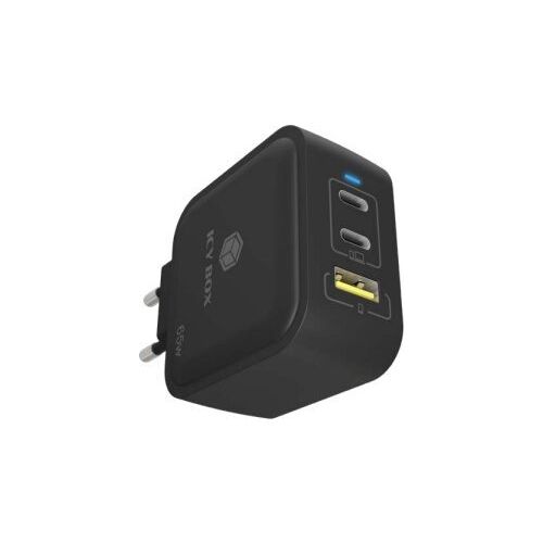 Icy Box IB-PS1030-PD USB-A / 2x USB-C Hálózati Gyorstöltő Adapter 65W - Fekete (IB-PS1030-PD) 142109508 - RaidSonic
