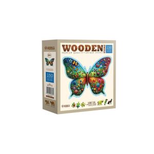Wooden City 150 db-os fa puzzle - Színes pillangó (HE0202-M) 142113450 - Puzzle & Kirakó