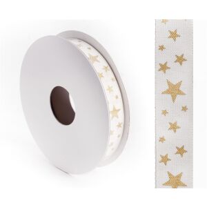 Iris Textil szalag csillagos mintával 15mm/10méter - Krém