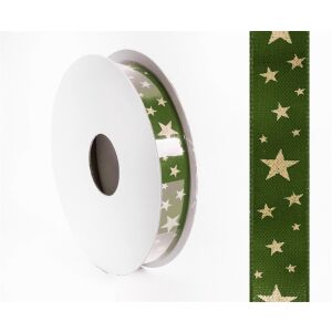 Iris Csillag mintás díszítő karácsonyi szalag 15mm/10méter - Zöld