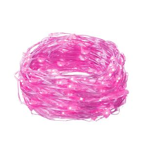 Feltekert Mikro LED rózsaszín fényfüzér fehér háttérrel - Nonbrand Fényfüzér