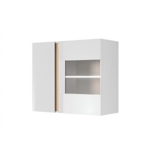 Fali vitrines szekrény 96, fehér/tölgy grandson/magasfényű fehér, CITY 142128687 - Vitrin