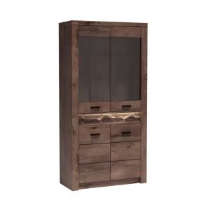 Vitrines szekrény, kőris sötét, INFINITY I-03 142130230 - Vitrin