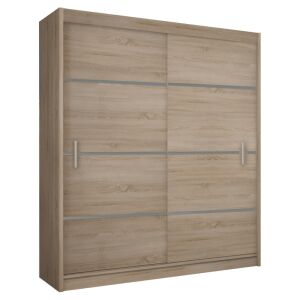 Sekrény tolóajtóval, tölgy sonoma/szürke, MERINA 203 142130561 - Hálószoba bútor