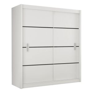 Szekrény tolóajtóval, fehér/fekete, MERINA 203 142130563 - Hálószoba bútor