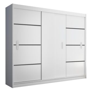 Szekrény tolóajtóval, fehér/fekete, MERINA 250 142130569 - Hálószoba bútor