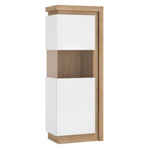 Vitrines szekrény LYOV01L, tölgy riviera/fehér extra magasfényű, LEONARDO 142130754 - Vitrin