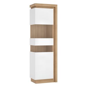 Vitrines szekrény LYOV03L, tölgy riviera/fehér extra magasfényű, LEONARDO 142130768 - Vitrin