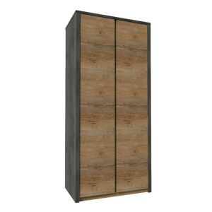 Szekrény kétajtós, tölgy lefkas sötét/smooth szürke, MONTANA S2D 142131479 - Hálószoba bútor