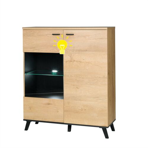 Siran TYP 4 komód LED világítással, tölgy színben - Tempo