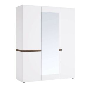 Szekrény, fehér extra magas fényű HG/sonoma tölgy sötét trufla, LYNATET TYP 22 142133317 - Hálószoba bútor