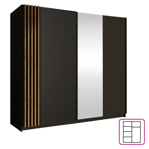 Szekrény, 2D-200, fekete/artisan tölgy, BAJADERO TYP 2