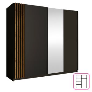 Szekrény, 2D-200, fekete/artisan tölgy, BAJADERO TYP 2