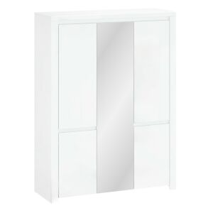 Szekrény 5D tükörrel, fehér fényes, LINDY 142133938 - Hálószoba bútor