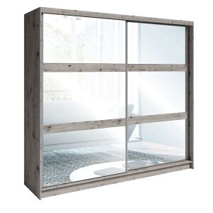 Szekrény tükörrel, wellington tölgy, TOGOS 142134120 - Hálószoba bútor