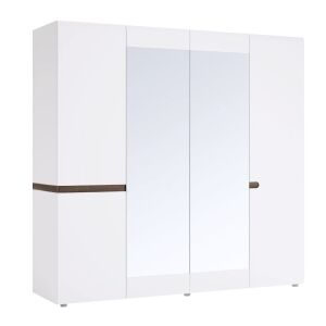 Szekrény, fehér extra magas fényű HG/sonoma tölgy sötét trufla, LYNATET TYP 23 142135783 - Hálószoba bútor