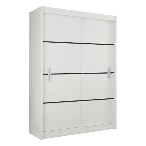 Szekrény tolóajtóval, fehér/fekete, MERINA 150 142136490