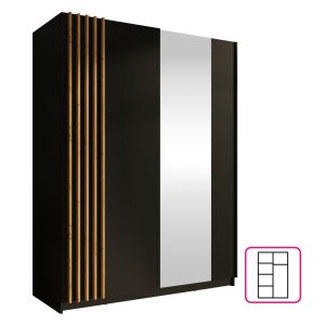 Szekrény, 2D-150, fekete/artisan tölgy, BAJADERO TYP 1 142138298 - Hálószoba bútor