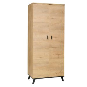 Ruhásszekrény, tölgyfa lefkas/fekete, SIRAN TYP 1 142138442 - Hálószoba bútor