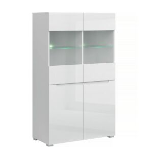 Vitrín 2D2W, fehér/fehér extra magasfényű HG, JOLK 142138457 - Vitrin