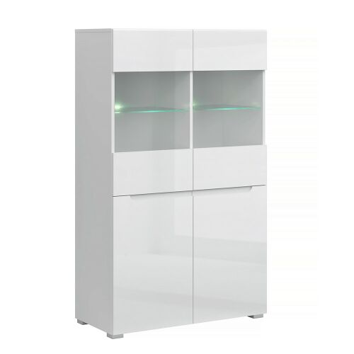 Vitrín 2D2W, fehér/fehér extra magasfényű HG, JOLK 142138457