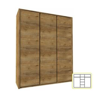 háromajtós szekrény, sötét tölgy lefkas, MONTANA S3D 142140309 - Hálószoba bútor